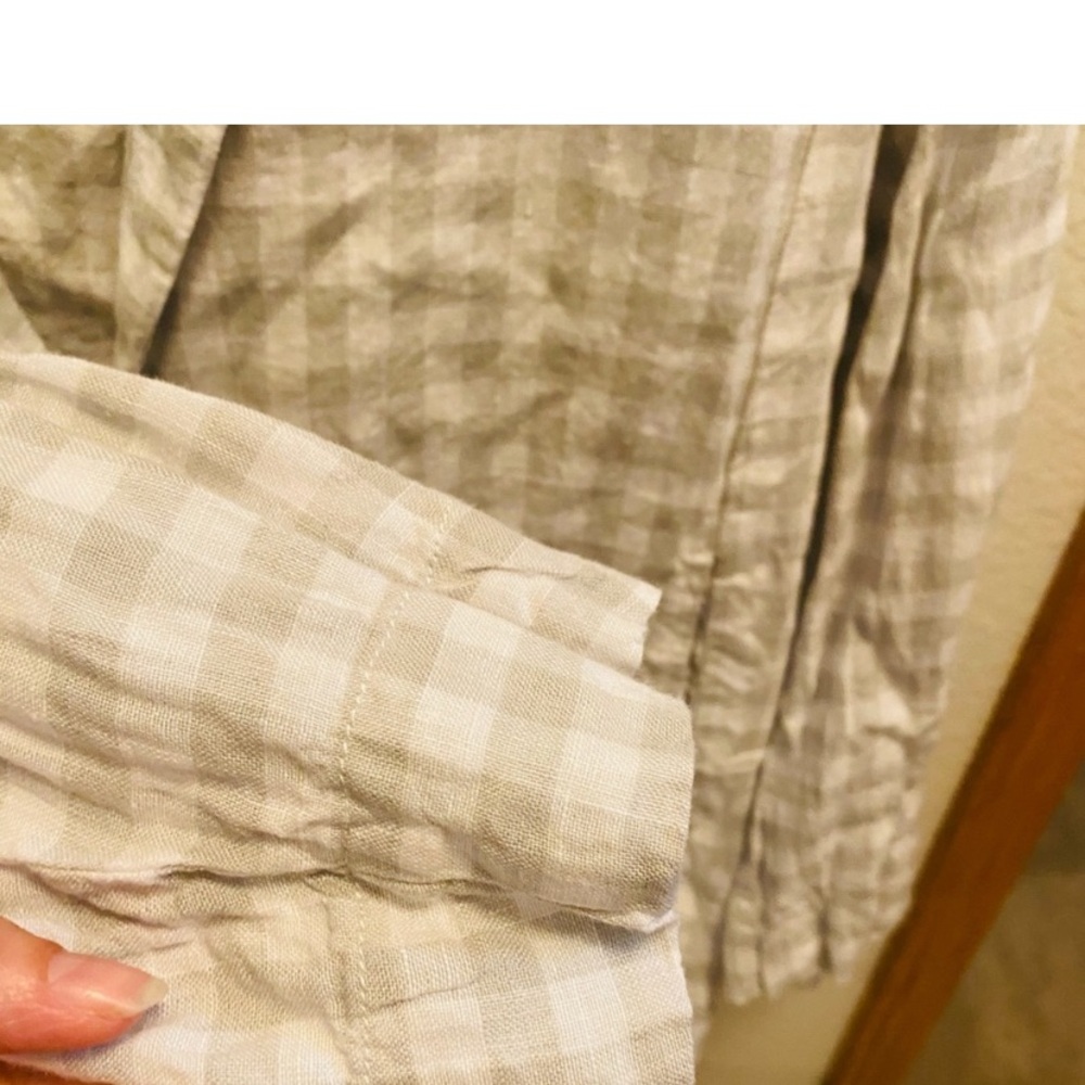 ⭐️ CYNTHIA ROWLEY Gray Checked Linen Blazer Jacket - Picture 6 of 7